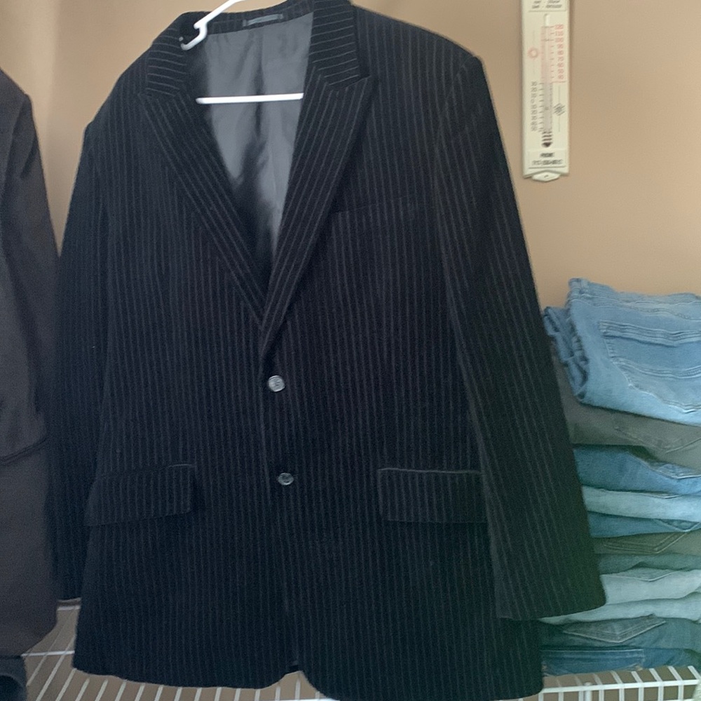 Men’s Pinstriped Black Velvet Blazer